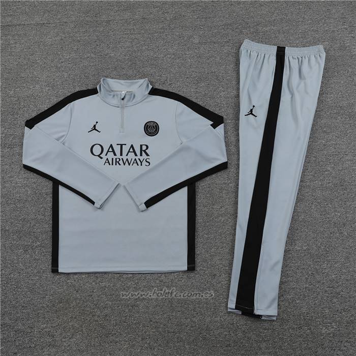 Chandal de Sudadera del Paris Saint-Germain Jordan Nino 2023-2024 Gris